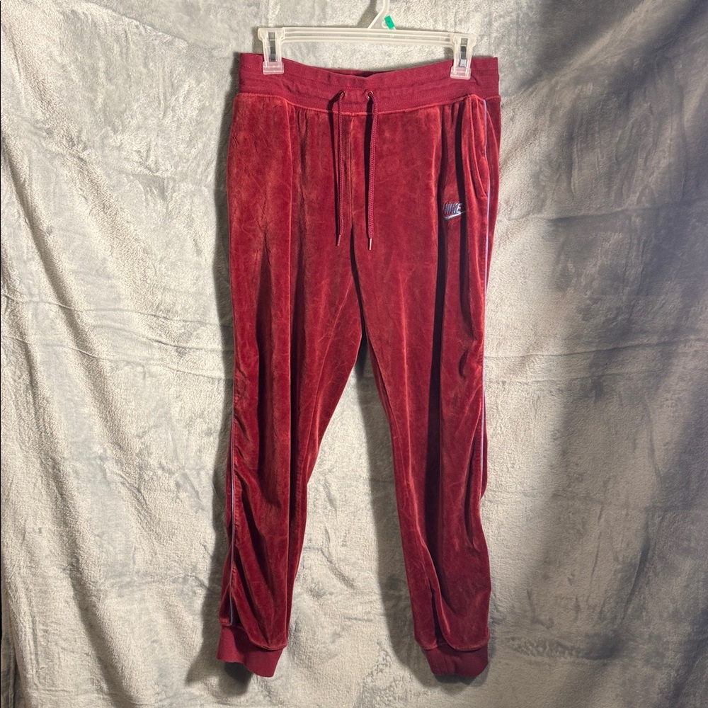Nike Burgundy Velour Jogger Track Pants
